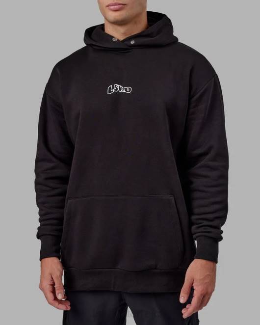 Z8RH1030 LSKD Männer Mad Happy Kapuzenpullover in Übergröße – Schwarz Bekleidung
