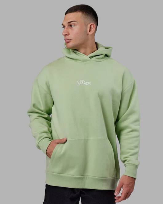 Z8RH1031 LSKD Männer Mad Happy Kapuzenpullover in Übergröße – grüne Abb Bekleidung
