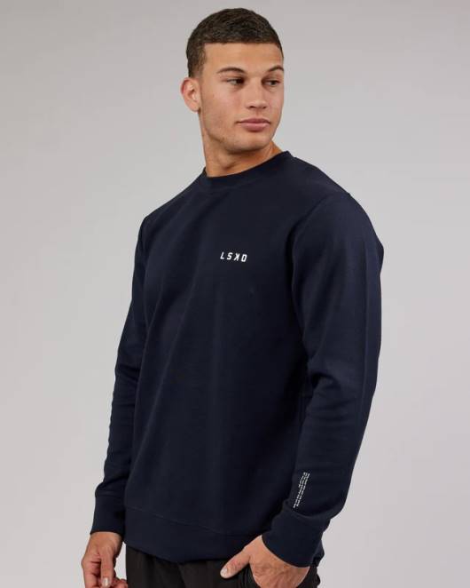 Z8RH1035 LSKD Männer Athlet ForgedFleecepullover – Dunkelmarine Bekleidung