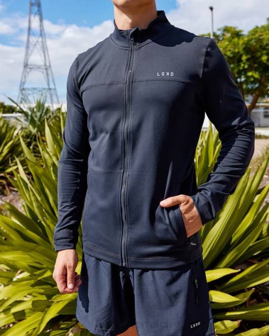 Z8RH1044 LSKD Männer Stride Performance-Jacke mit Reißverschluss – Marineblau Bekleidung