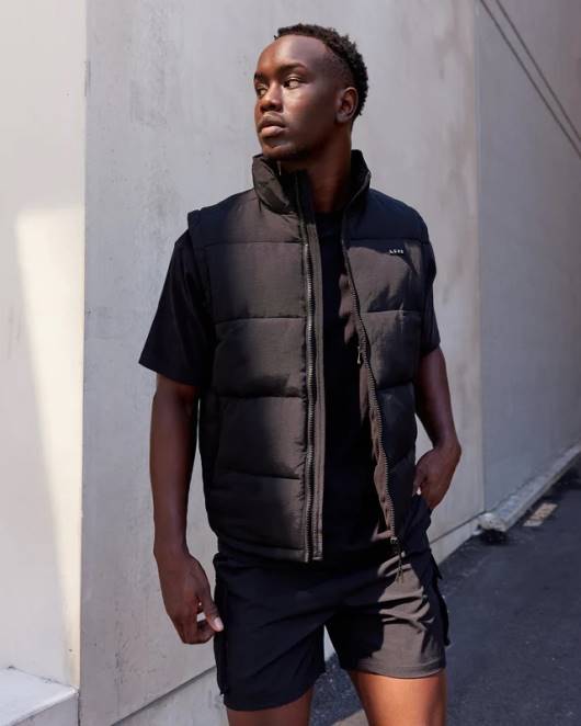 Z8RH1054 LSKD Männer klassische Pufferweste – schwarz Bekleidung