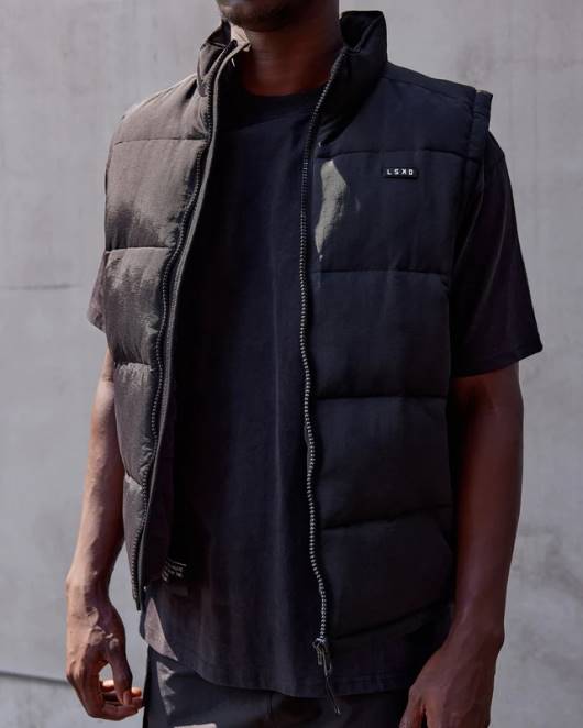 Z8RH1054 LSKD Männer klassische Pufferweste – schwarz Bekleidung