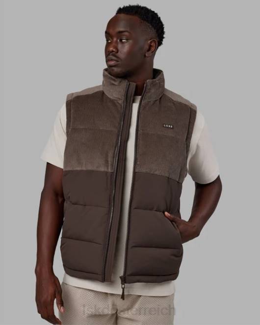 Z8RH1056 LSKD Männer Klassische Cord-Pufferweste – Walnuss-Eichel Bekleidung