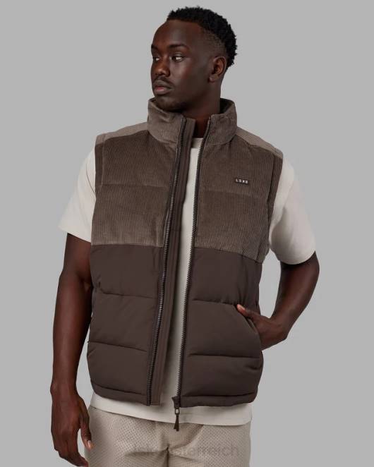 Z8RH1056 LSKD Männer Klassische Cord-Pufferweste – Walnuss-Eichel Bekleidung