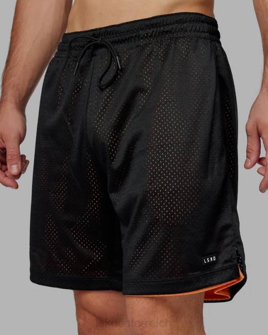 Z8RH1095 LSKD Männer Hyper wendbare Basketball-Shorts – Schwarz-Mandarine Bekleidung