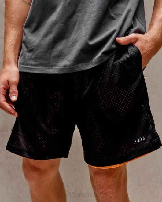 Z8RH1095 LSKD Männer Hyper wendbare Basketball-Shorts – Schwarz-Mandarine Bekleidung