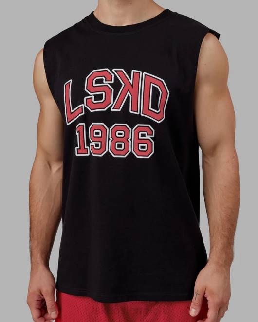 Z8RH1006 LSKD Männer Alumni-Schwergewichts-Panzer in Übergröße – schwarz-rot Bekleidung