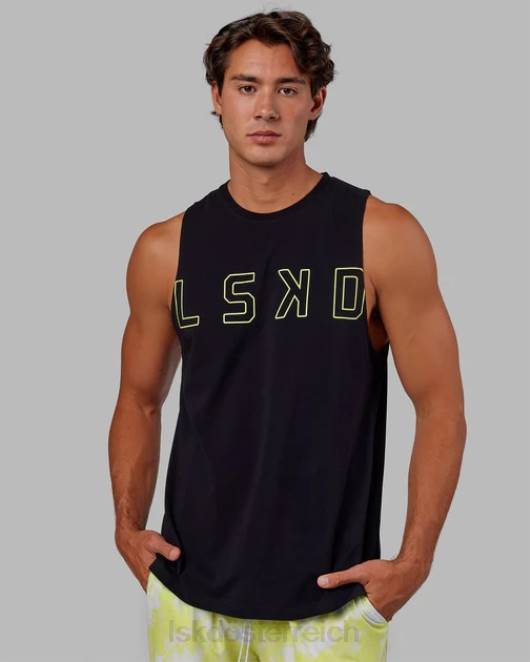 Z8RH1007 LSKD Männer Erweitern Sie das flxcotton Training Fit Tank – Schwarz-Zitrusgrün Bekleidung