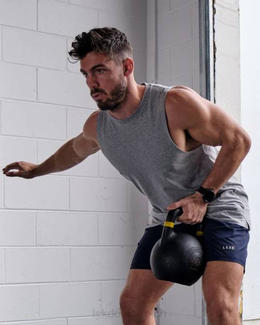 Z8RH1011 LSKD Männer Rival Flxcotton Training Fit Tank – LT Grey Marl Bekleidung