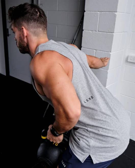 Z8RH1011 LSKD Männer Rival Flxcotton Training Fit Tank – LT Grey Marl Bekleidung