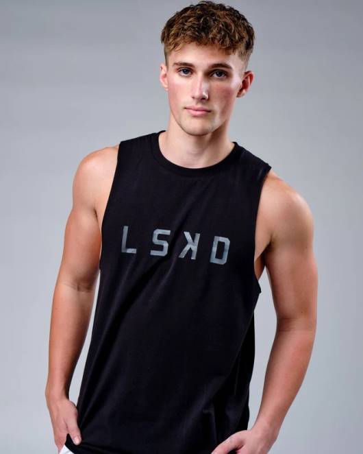 Z8RH1017 LSKD Männer Rep FLXCotton Training Fit Tank – Schwarz-Schwarz-Camouflage Bekleidung