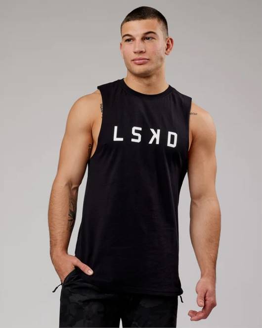 Z8RH1023 LSKD Männer Power Flxdry Training Fit Tank – Schwarz-Weiß Bekleidung