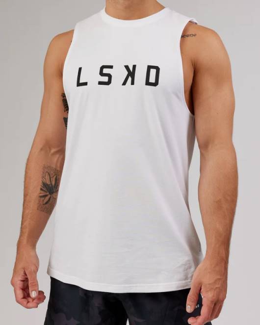 Z8RH1024 LSKD Männer Power Flxdry Training Fit Tank – weiß-schwarz Bekleidung