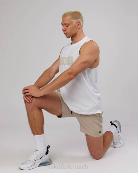 Z8RH1025 LSKD Männer Kraft-Flxdry-Training-Fit-Performance-Tanktop – Weiß-Taupe Bekleidung