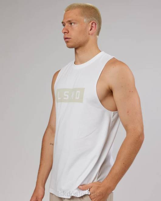 Z8RH1025 LSKD Männer Kraft-Flxdry-Training-Fit-Performance-Tanktop – Weiß-Taupe Bekleidung