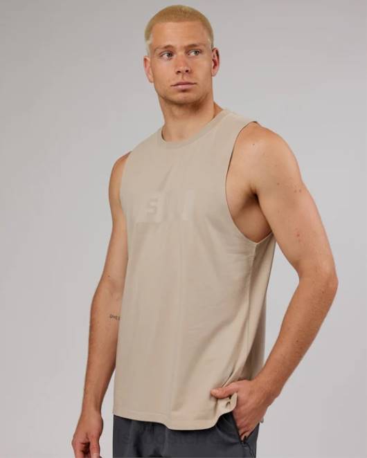 Z8RH1027 LSKD Männer Kraft-Flxdry-Training-Fit-Performance-Tanktop – Taupe Bekleidung