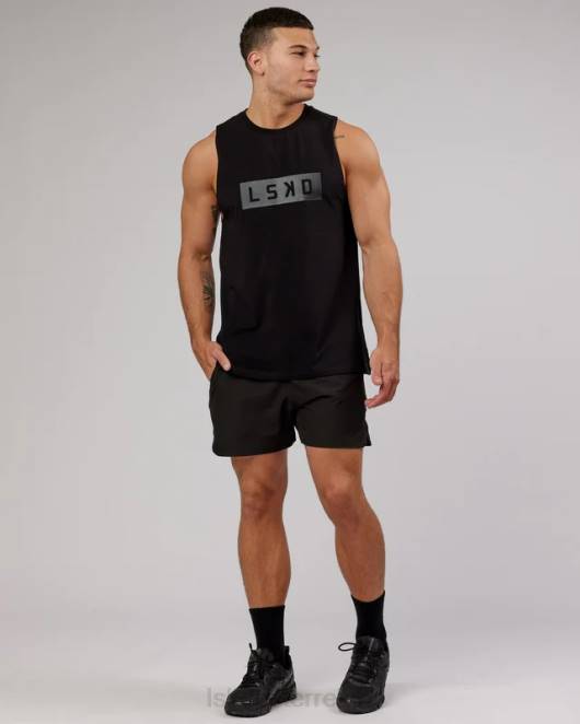 Z8RH989 LSKD Männer Strength Flxcotton Training Fit Tank – Schwarz-Schwarz Bekleidung