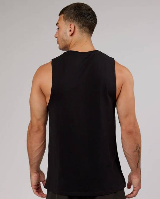 Z8RH989 LSKD Männer Strength Flxcotton Training Fit Tank – Schwarz-Schwarz Bekleidung