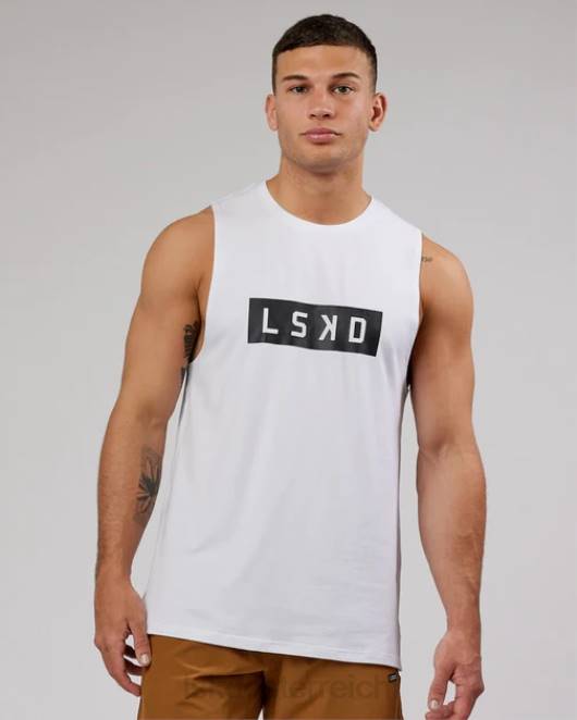 Z8RH990 LSKD Männer Strength flxcotton Training Fit Tank – weiß-schwarz Bekleidung
