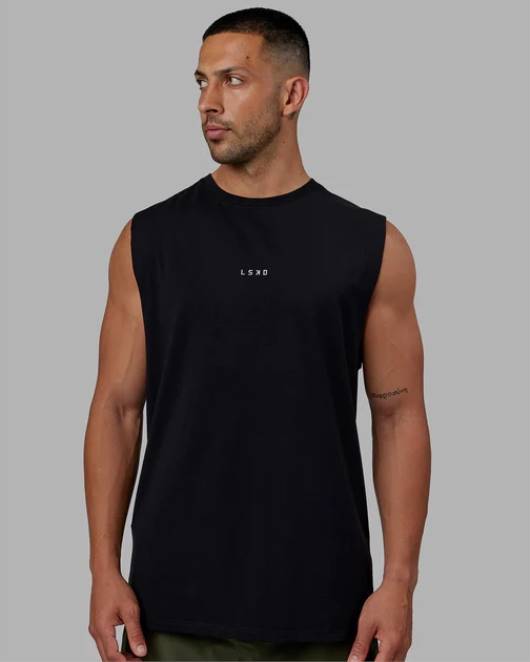 Z8RH991 LSKD Männer Basis-Flxcotton-Tanktop – schwarz Bekleidung