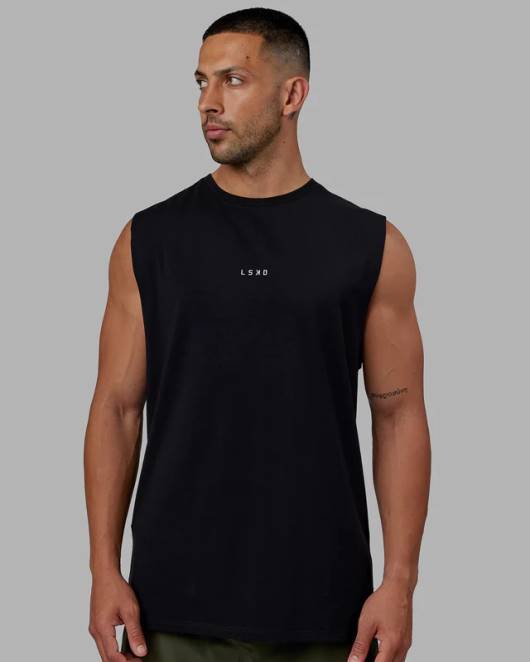 Z8RH991 LSKD Männer Basis-Flxcotton-Tanktop – schwarz Bekleidung