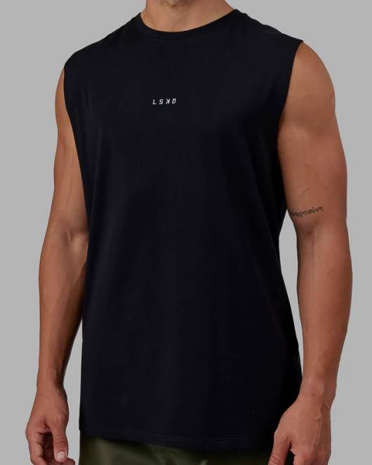 Z8RH991 LSKD Männer Basis-Flxcotton-Tanktop – schwarz Bekleidung