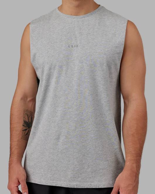 Z8RH995 LSKD Männer Base flxcotton Tank – Hellgrau meliert Bekleidung