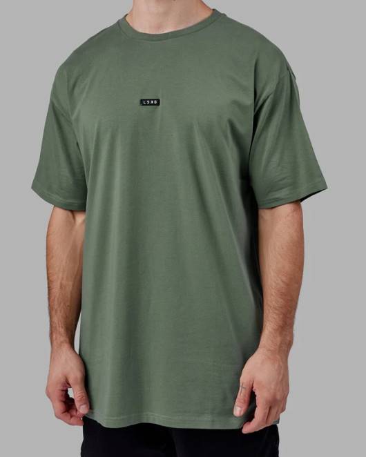 Z8RH246 LSKD Männer Grundlegendes FLXCotton-T-Shirt in Übergröße – dunkler Wald Bekleidung