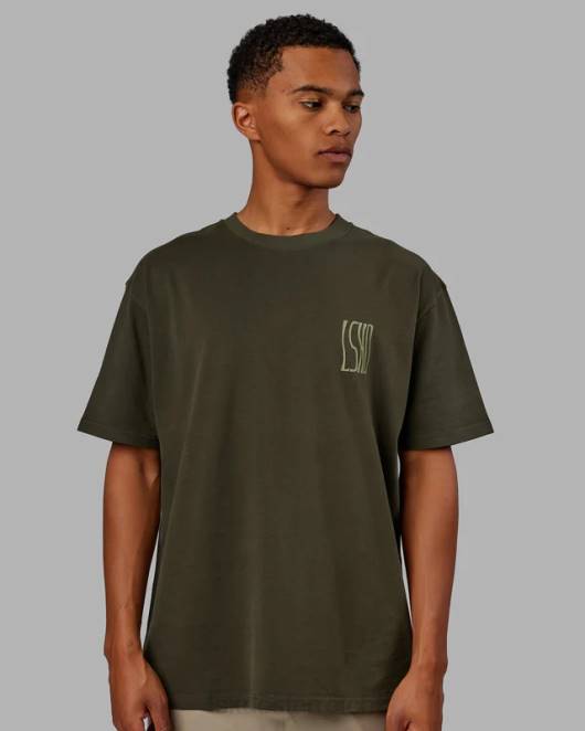 Z8RH916 LSKD Männer Welliges, schweres T-Shirt in Übergröße – Waldnacht Bekleidung