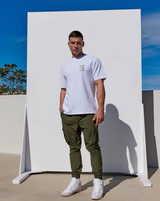 Z8RH917 LSKD Männer Welliges, schweres T-Shirt in Übergröße – weiß Bekleidung