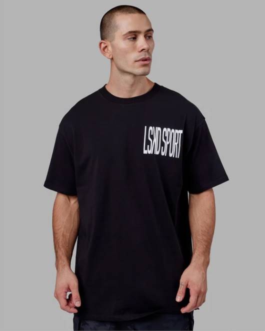 Z8RH929 LSKD Männer Proximity Long Line Oversize-T-Shirt – Schwarz Bekleidung