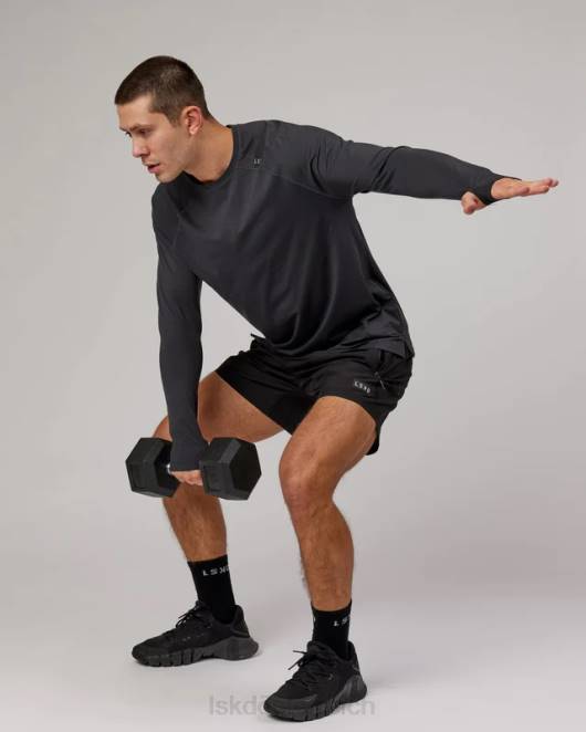 Z8RH932 LSKD Männer perform vapourflx ls tee – schwarz meliert Bekleidung