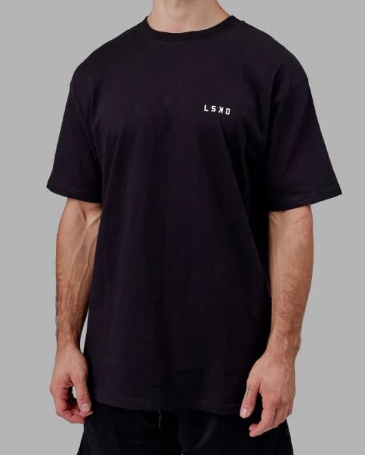 Z8RH935 LSKD Männer Endeavor Heavyweight Longline-T-Shirt in Übergröße – Schwarz Bekleidung