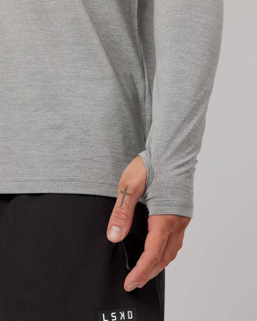 Z8RH936 LSKD Männer perform vapourflx ls tee – lt grey marl Bekleidung