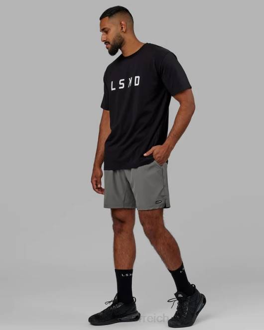 Z8RH940 LSKD Männer Struktur-T-Shirt - schwarz-weiß Bekleidung