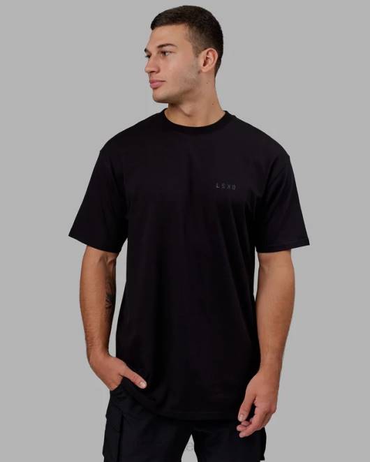 Z8RH942 LSKD Männer Endeavor Schwergewichts-Longline-T-Shirt in Übergröße – Triple Black Bekleidung
