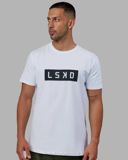 Z8RH944 LSKD Männer Kraftvolles T-Shirt aus flxBaumwolle – weiß-schwarz Bekleidung