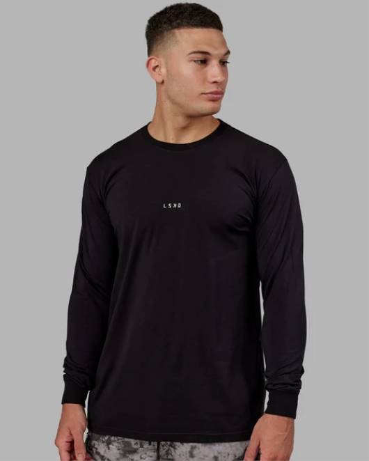 Z8RH951 LSKD Männer Base flxcotton ls tee – schwarz Bekleidung
