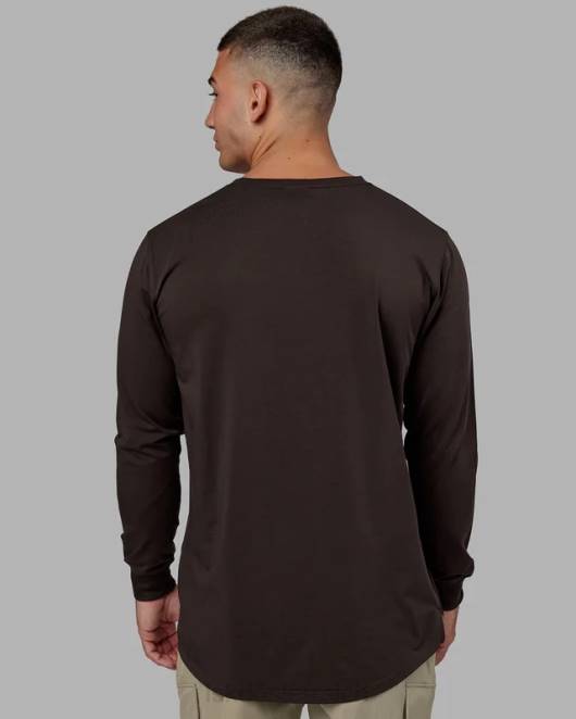 Z8RH953 LSKD Männer Deluxe Pimaflx LS-T-Shirt – dunkler Walnuss Bekleidung