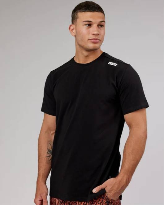 Z8RH954 LSKD Männer Athlet flxcotton T-Shirt – schwarz Bekleidung