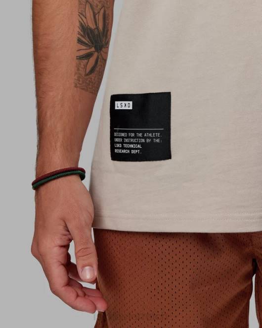 Z8RH958 LSKD Männer R&D-Schwergewichts-Oversize-T-Shirt – Schieferbeige Bekleidung