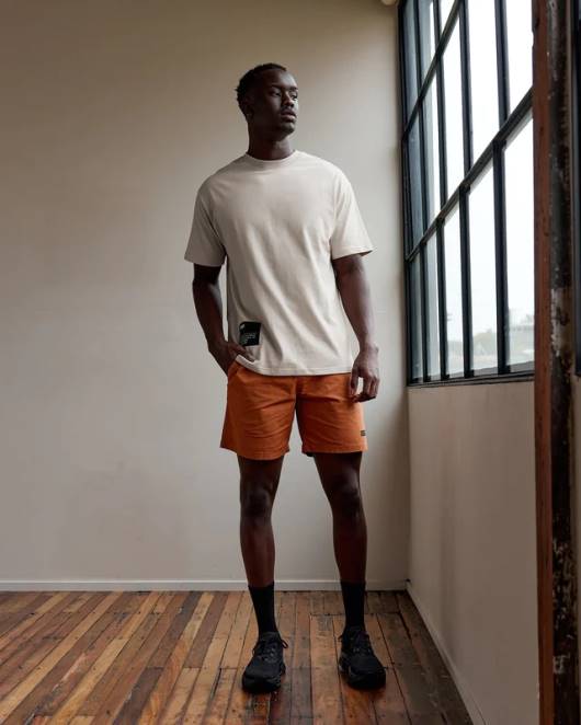 Z8RH958 LSKD Männer R&D-Schwergewichts-Oversize-T-Shirt – Schieferbeige Bekleidung