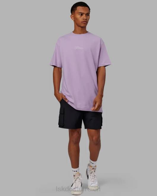 Z8RH960 LSKD Männer Mad Happy Heavyweight Longline-T-Shirt in Übergröße – blasses Flieder Bekleidung