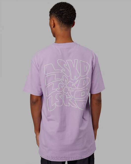 Z8RH960 LSKD Männer Mad Happy Heavyweight Longline-T-Shirt in Übergröße – blasses Flieder Bekleidung
