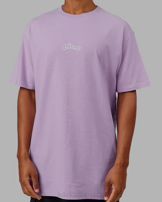 Z8RH960 LSKD Männer Mad Happy Heavyweight Longline-T-Shirt in Übergröße – blasses Flieder Bekleidung