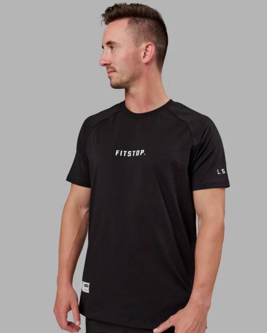 Z8RH961 LSKD Männer fitstop optimales T-Shirt – schwarz Bekleidung