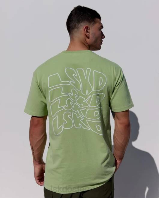 Z8RH962 LSKD Männer Mad Happy Heavyweight Longline-T-Shirt in Übergröße – grüne Abb Bekleidung
