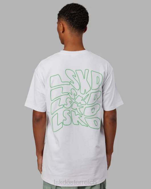 Z8RH964 LSKD Männer Mad Happy Heavyweight Longline-T-Shirt in Übergröße – Weiß Bekleidung