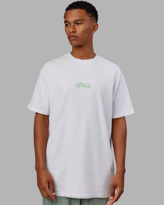 Z8RH964 LSKD Männer Mad Happy Heavyweight Longline-T-Shirt in Übergröße – Weiß Bekleidung