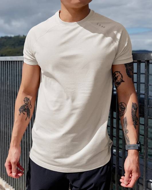 Z8RH965 LSKD Männer Perform Vapourflx T-Shirt – Schieferbeige Bekleidung